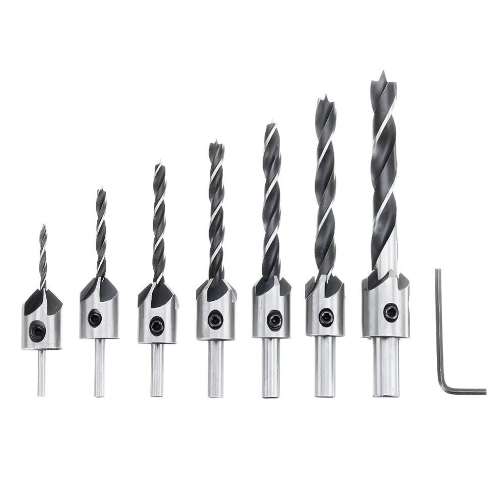 23Pcs Chamfering Countersunk Drill Bit Set 5 Flute Chamfering Drill Wood Plug Cutter Automatic Center Punch Drill 3654659056214