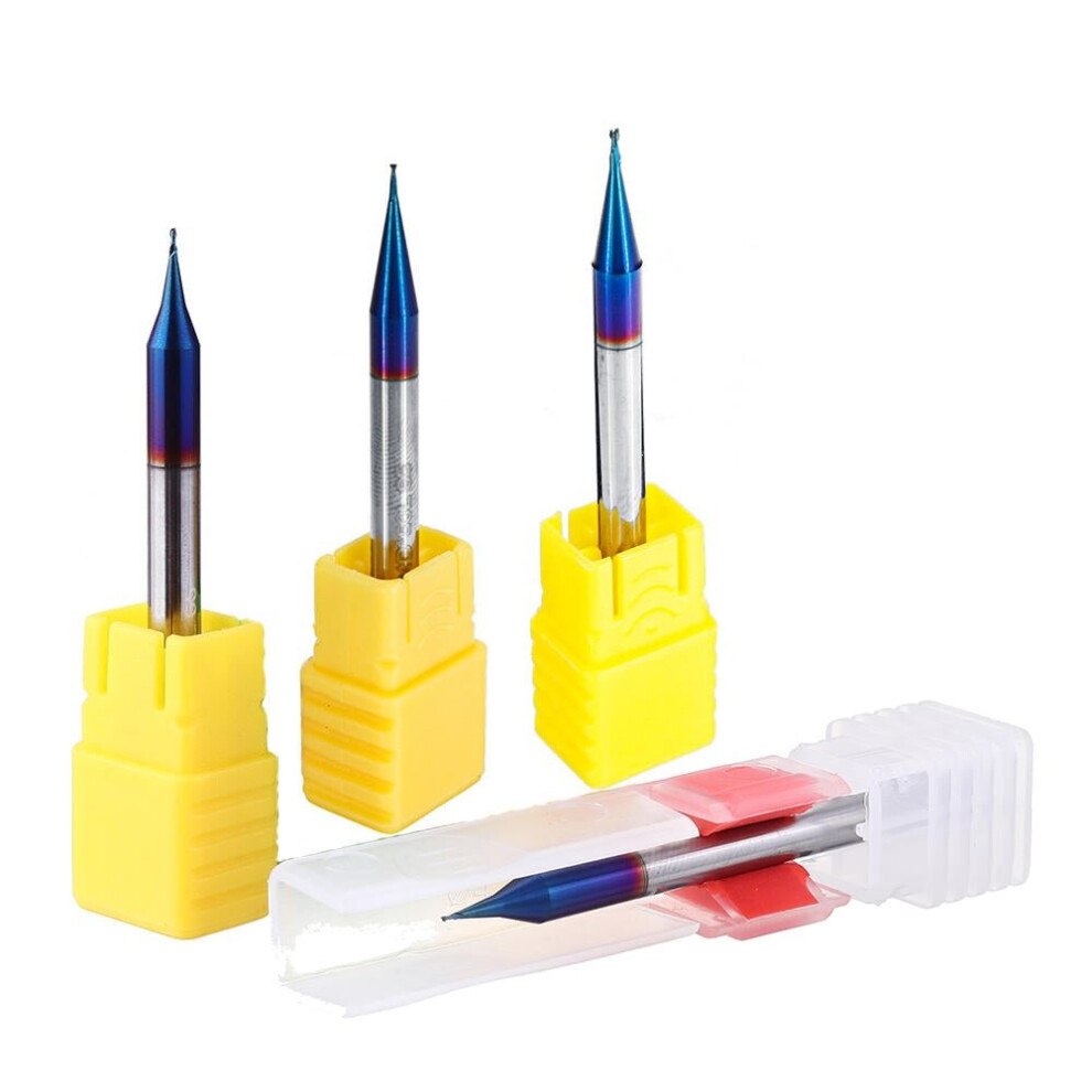 (0.6Mm) 2 Flutes Hrc65 Milling Cutter 0.4-0.9Mm Nano Blue Coating Carbide End Mill 3654659293244