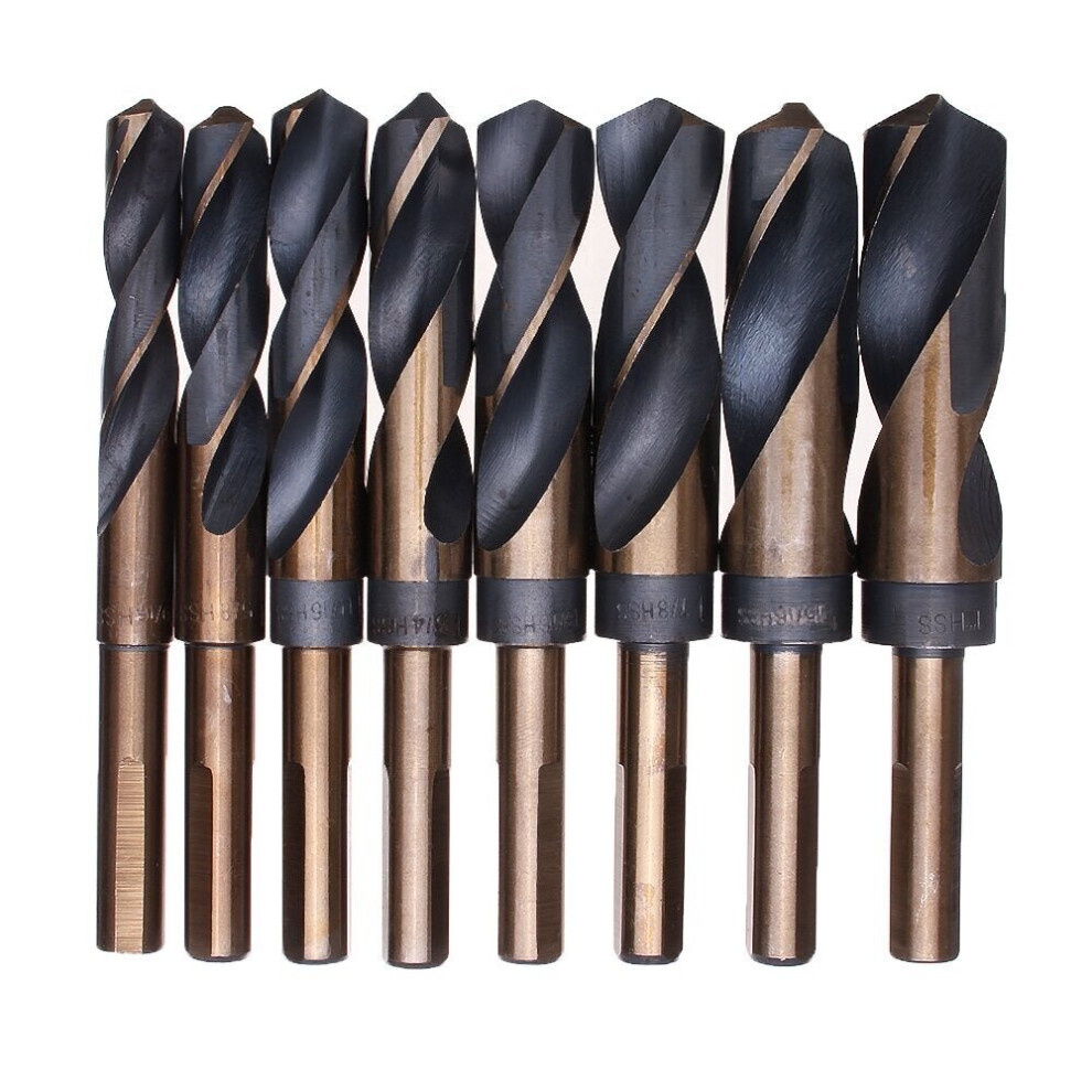 (1:Bag) 8pcs 1/2 Inch Shank HSS 4241 Twist Drill Bit Set 9/16 to 1 Inch Twist Drill for Wood Metal