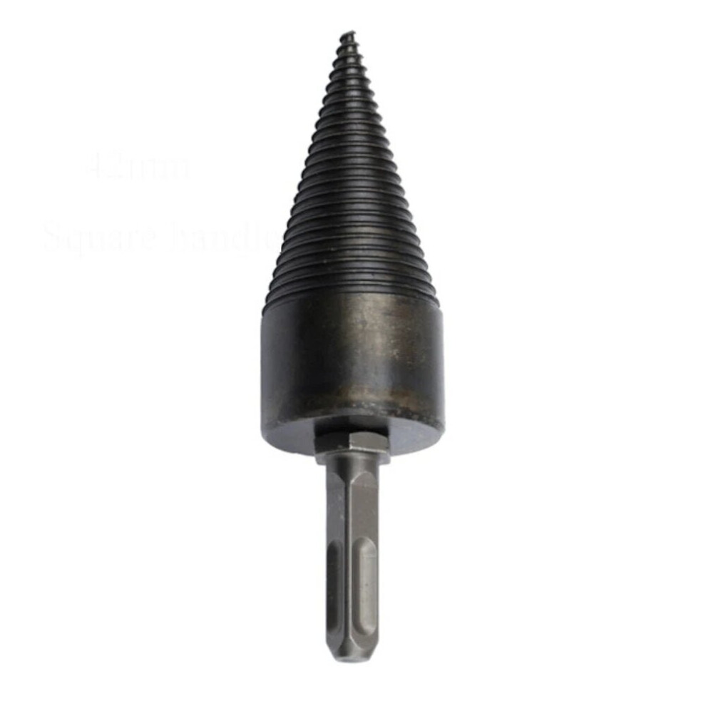 (Square Shank) 1Pc 42mm HSS Round/Square/Hexagonal Shank Firewood Drill Bit Splitter Wood Split Cone Drill Bit For Tree Cutting