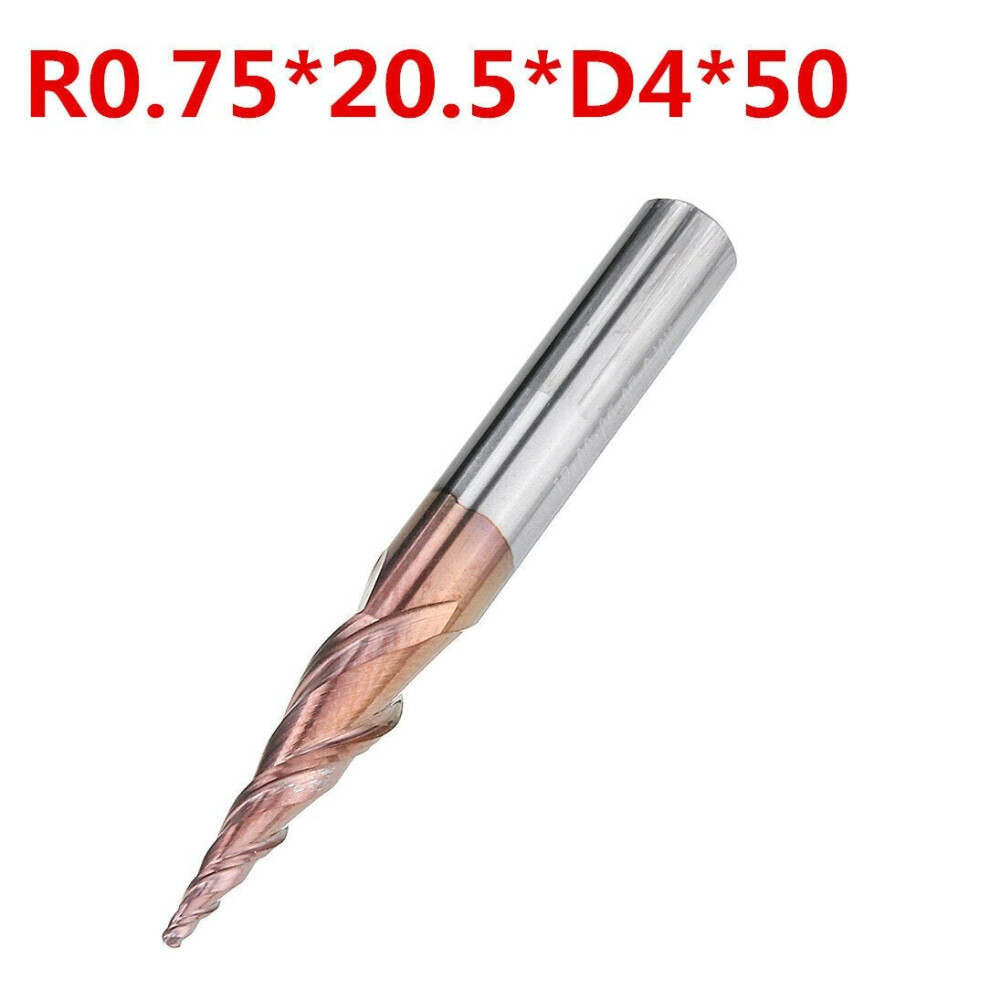 (R0.75*20.5*D4*50) 2 Flutes R0.25/ R0.5/ R0.75/ R1.0 *20.5*D4*50 Ball Nose End Mill HRC50 Taper Milling Cutter