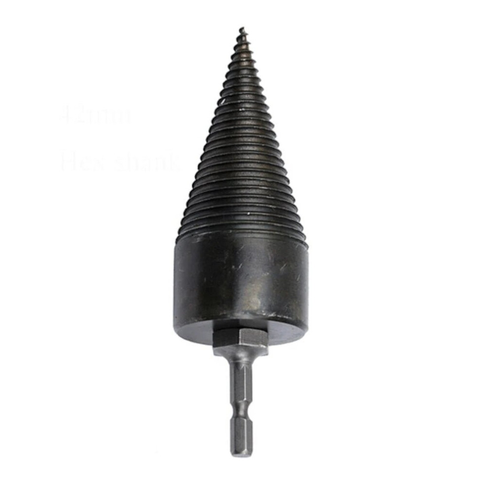 (SDS Plus Shank(Round)) 1Pc 42mm HSS Round/Square/Hexagonal Shank Firewood Drill Bit Splitter Wood Split Cone Drill Bit For Tree Cutting