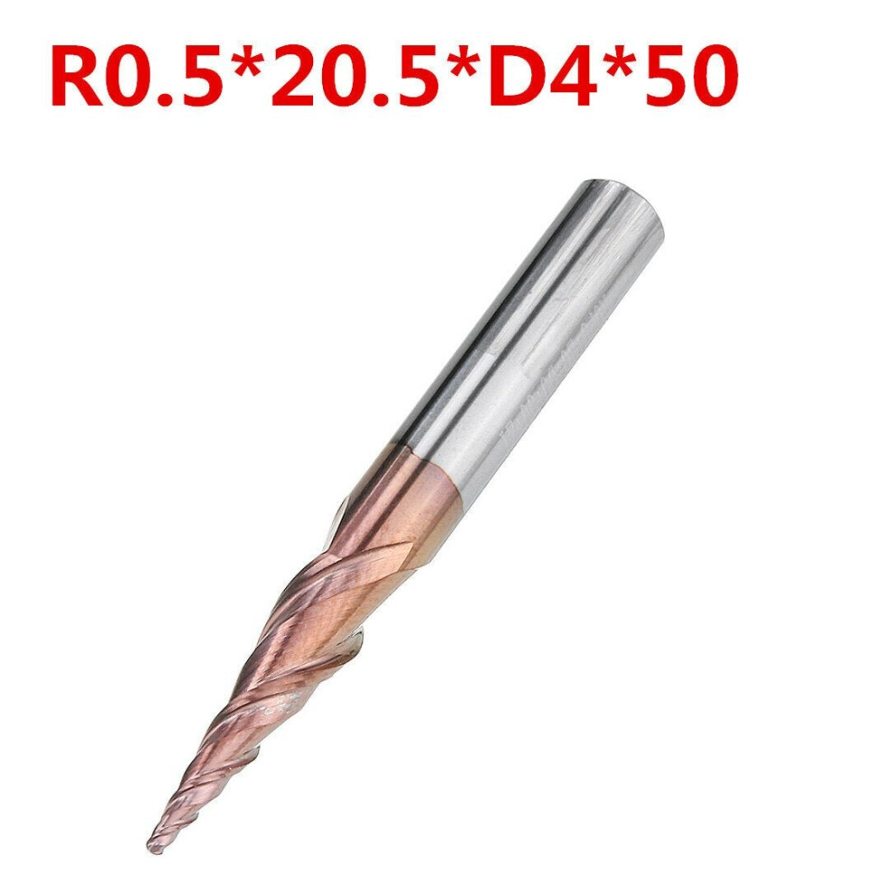 (R0.5*20.5*D4*50) 2 Flutes R0.25/ R0.5/ R0.75/ R1.0 *20.5*D4*50 Ball Nose End Mill HRC50 Taper Milling Cutter