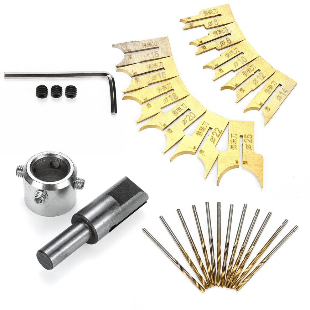 24pcs 6-25mm Alloy Ball Cutter Drilling Wooden Beads Drill Rotary Bead Molding Tool