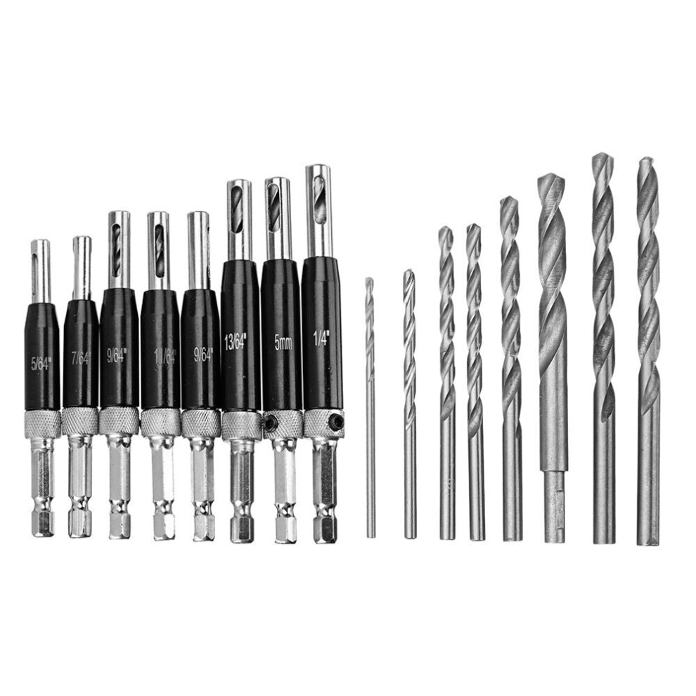 (16#) 8Pcs 16Pcs Self Centering Door Hinges Drill Bit Hole Puncher Reaming Tool Countersink Drill Bit 3654659300539