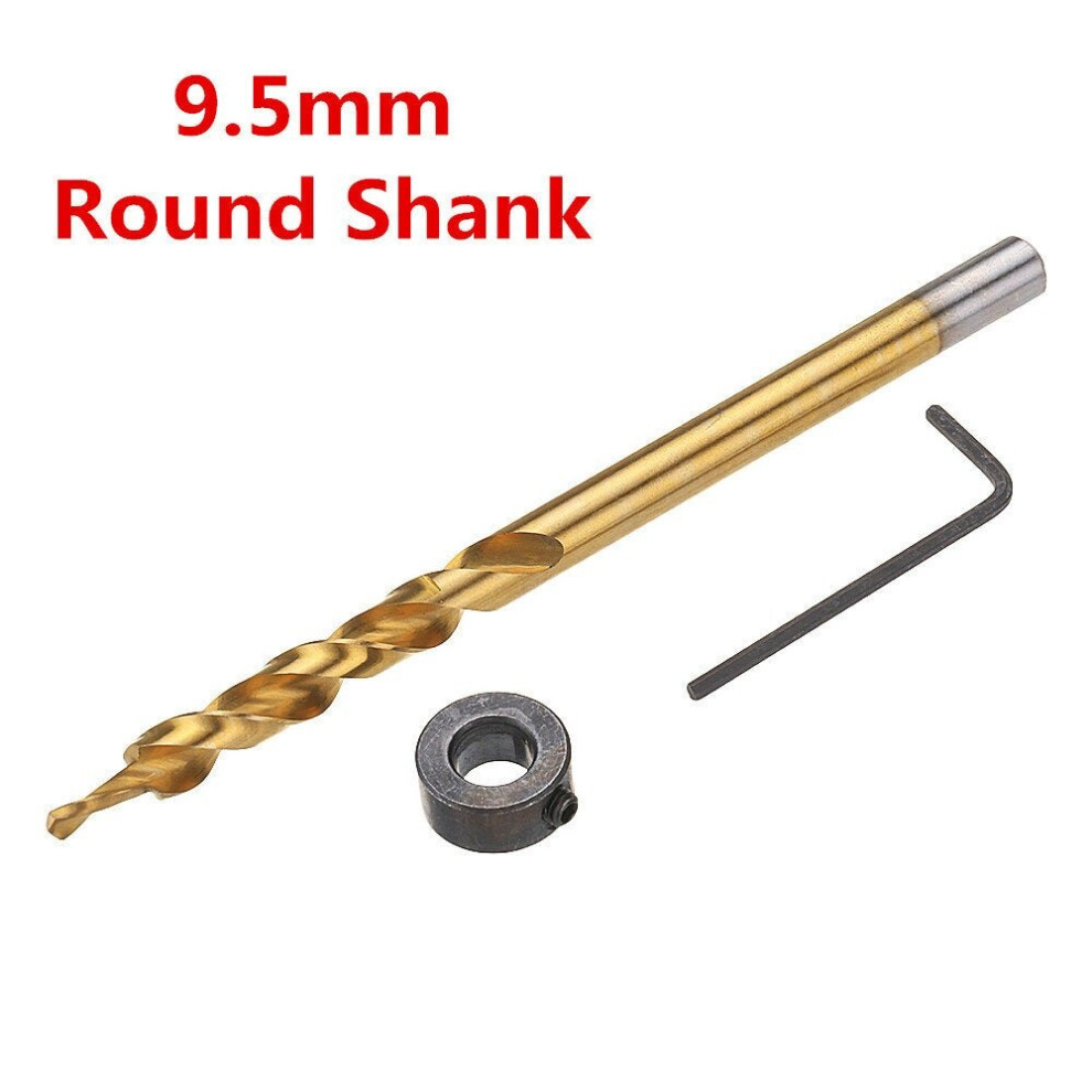 (9.5mm) 9.5mm Twist Step Drill Bit 3/8" Round/Hex Shank Drill for Pocket Hole Jig