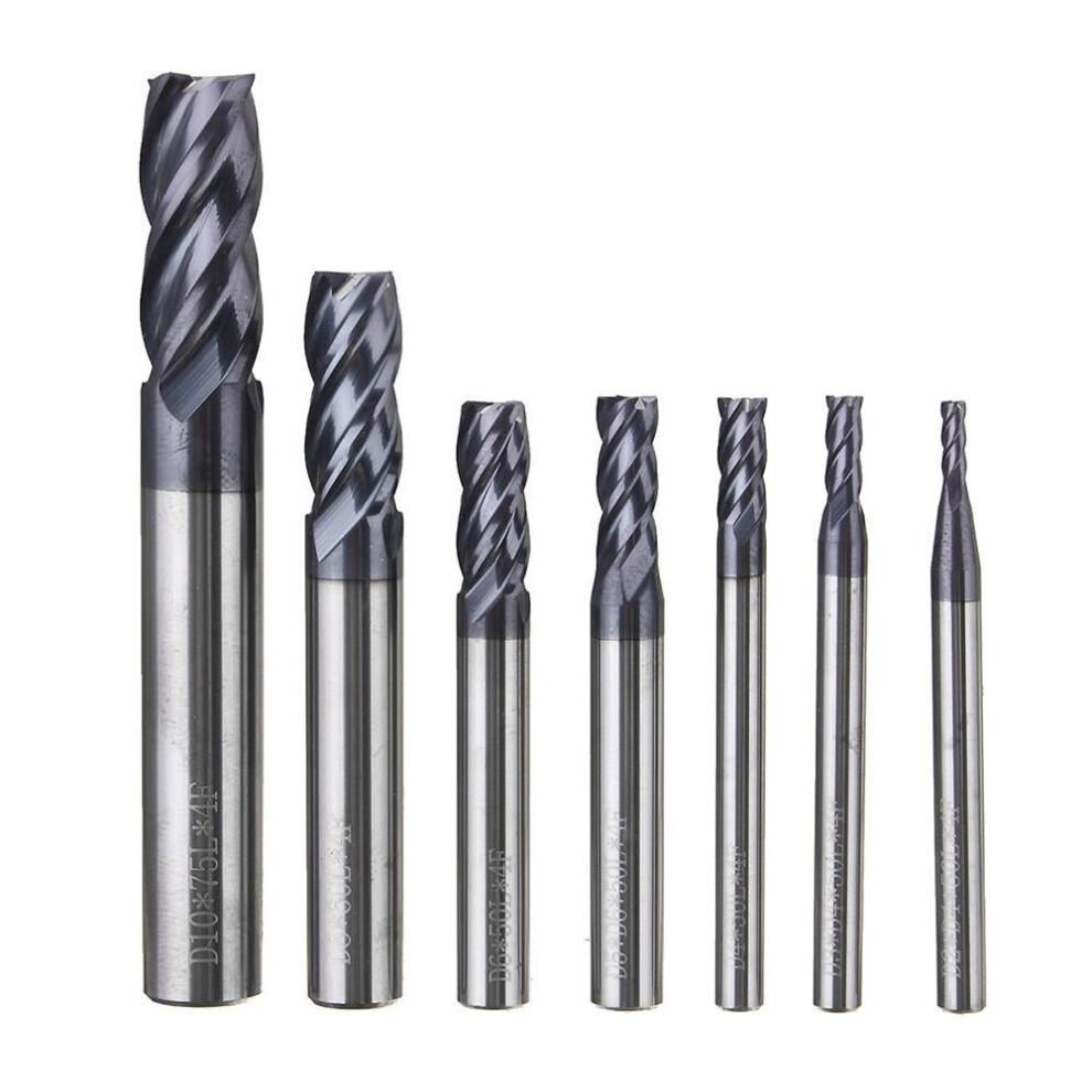 (4mm) 2/3/4/5/6/8/10mm Milling Cutter Tungsten Steel Coated 4 Flutes End Mill CNC Tool