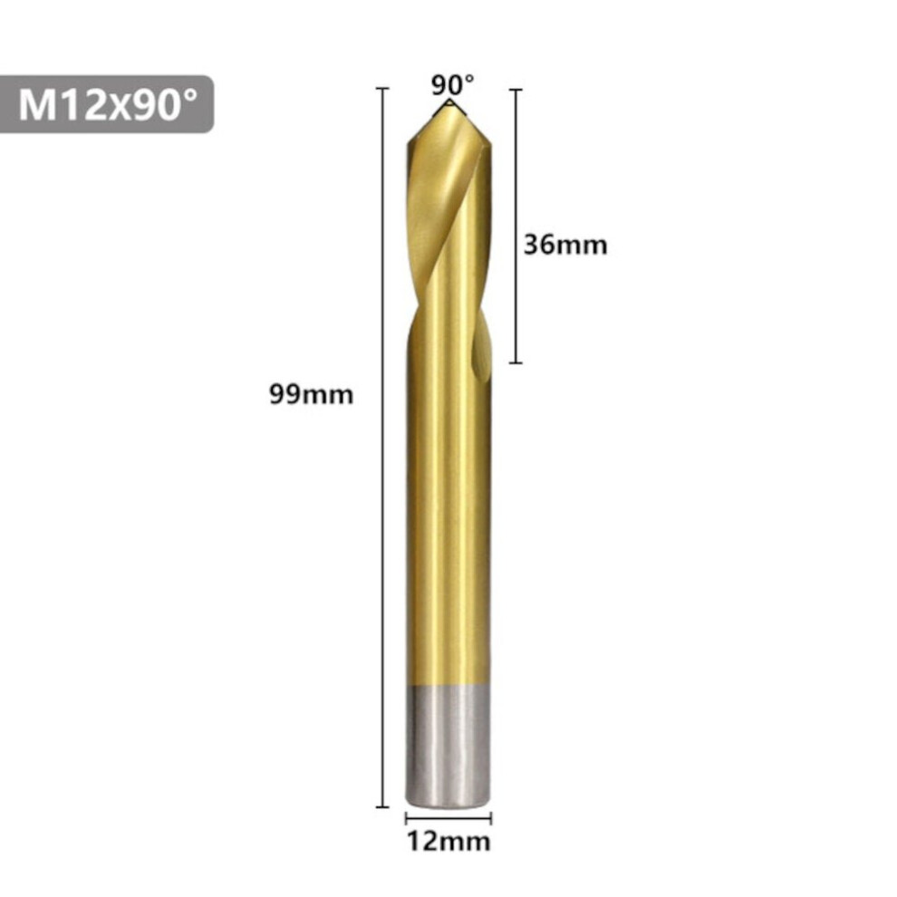 (12mm) 90 Degree Chamfer End Drill 4-12mm Titanium Coated High Speed Steel Spotting Location Center Bit Machine