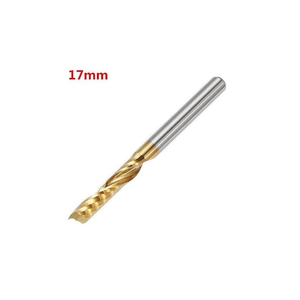 (22mm) 3.175mm Shank 12/15/17/22mm Single Flute End Mill Cutter Titanium Coated Spiral Drill Bit