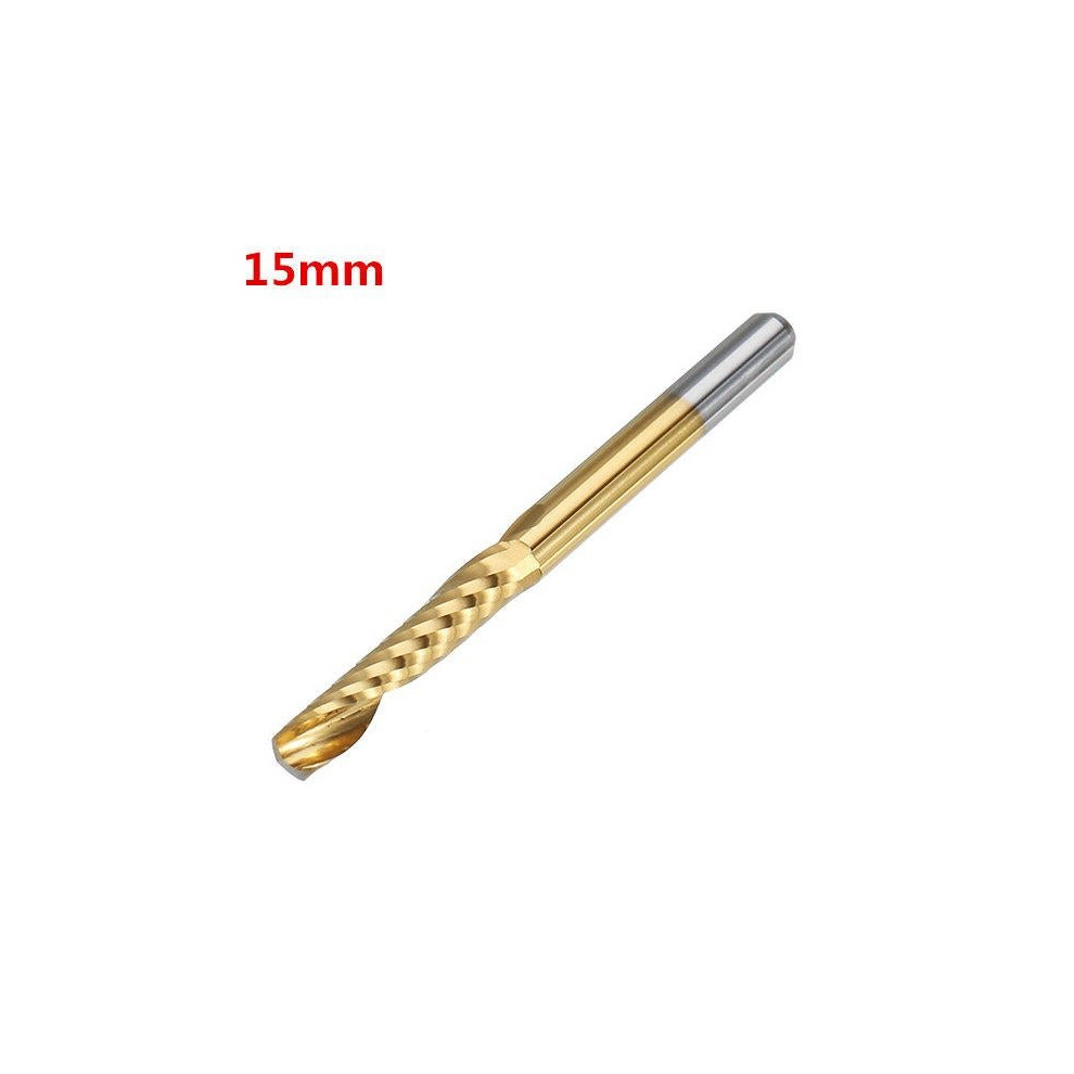 (17Mm) 3.175Mm Shank 12/15/17/22Mm Single Flute End Mill Cutter Titanium Coated Spiral Drill Bit 3654659300744