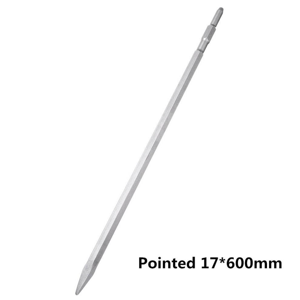 (Pointed17*600mm) 17 x 280/400/600mm Pointed/Flat Head Hex Shank Drill Bit for Hammer Drill Machine Slot