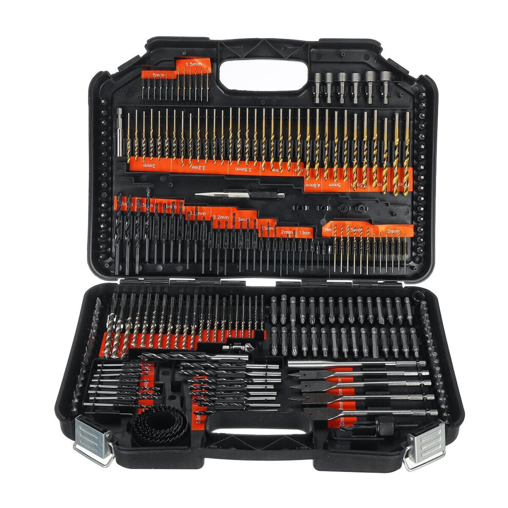 246 Pcs Drill Set Tool Woodworking Flat Bit Twist Cement Hole Opener