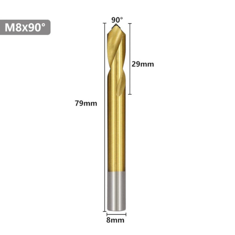 (8mm) 90 Degree Chamfer End Drill 4-12mm Titanium Coated High Speed Steel Spotting Location Center Bit Machine