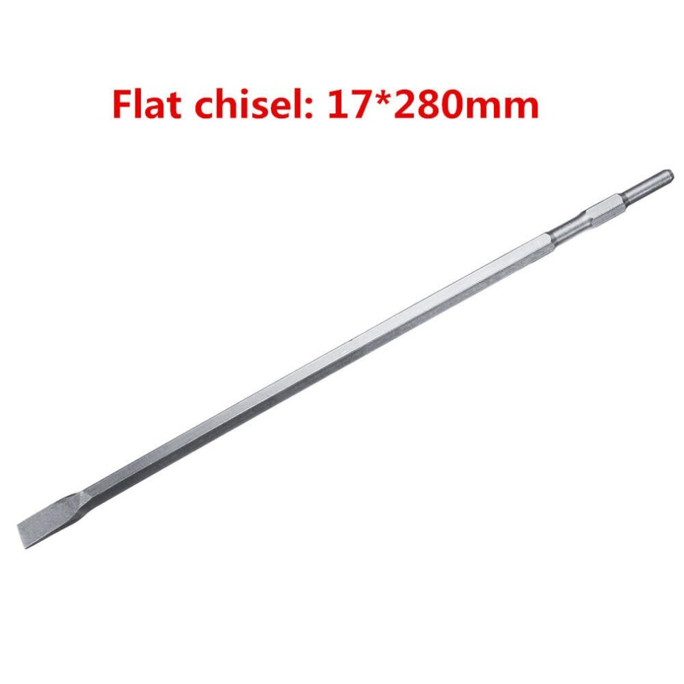 (Flat Chisel:17*280mm) 17mm SDS Plus Chisel Flat/Point/U Type For Electric Hammer Drill Jackhammer 0810/0840