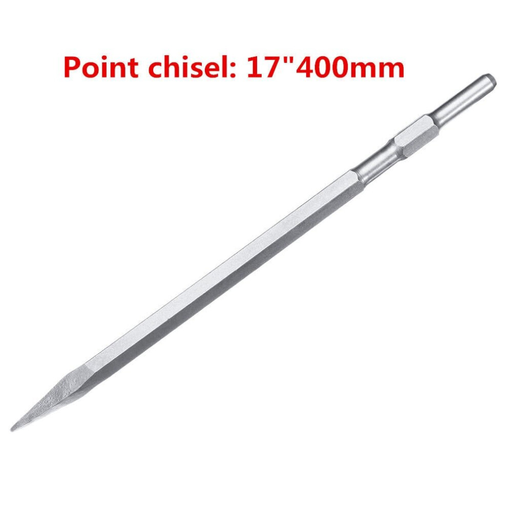 (Point chisel:17*400mm) 17mm SDS Plus Chisel Flat/Point/U Type For Electric Hammer Drill Jackhammer 0810/0840