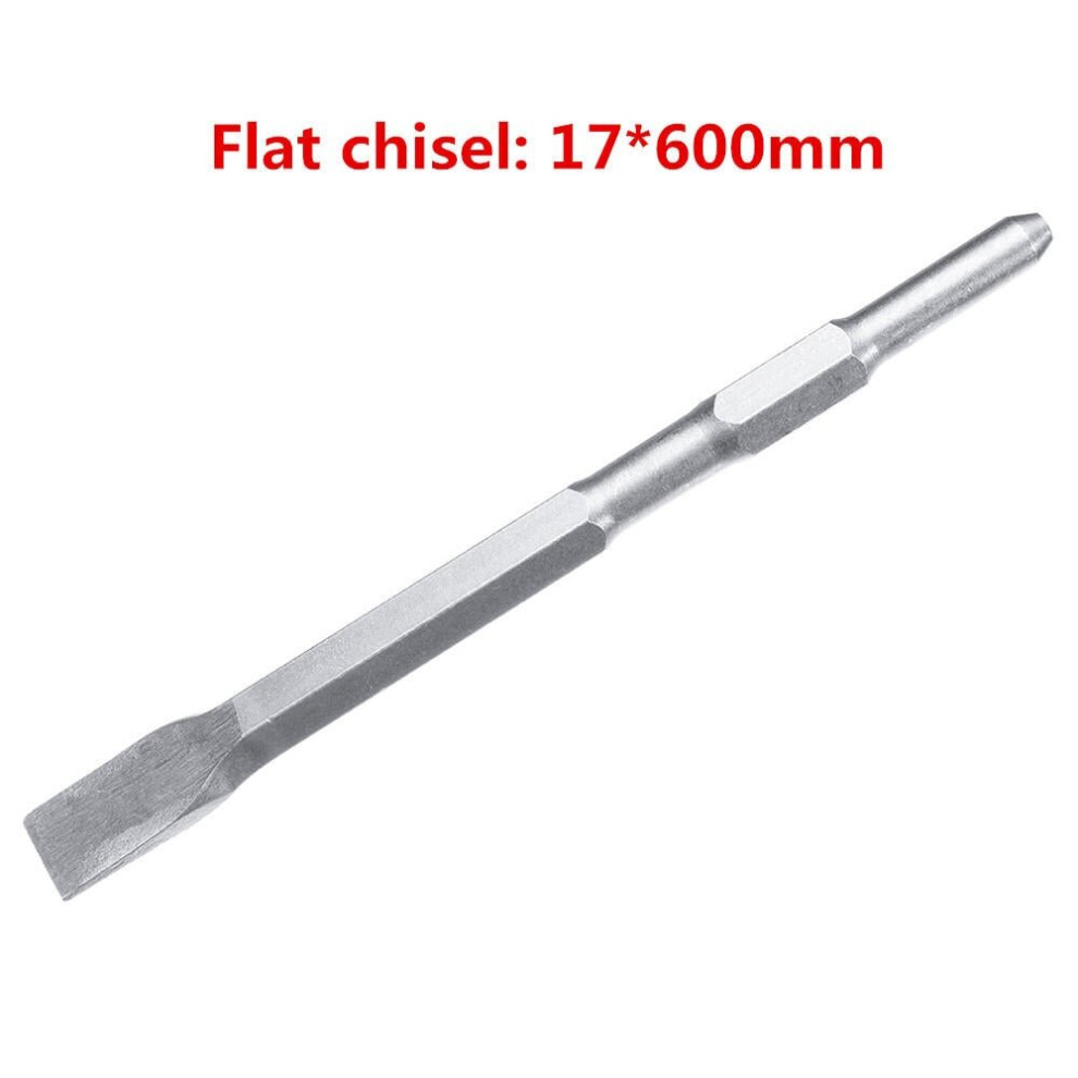 (Flat Chisel:17*600mm) 17mm SDS Plus Chisel Flat/Point/U Type For Electric Hammer Drill Jackhammer 0810/0840