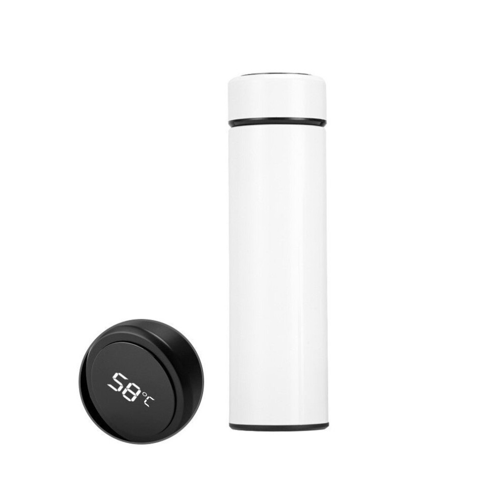 (Fahrenheit White, 480ML) 500ml Vacuum Thermos LED Temperature Display Water Bottle