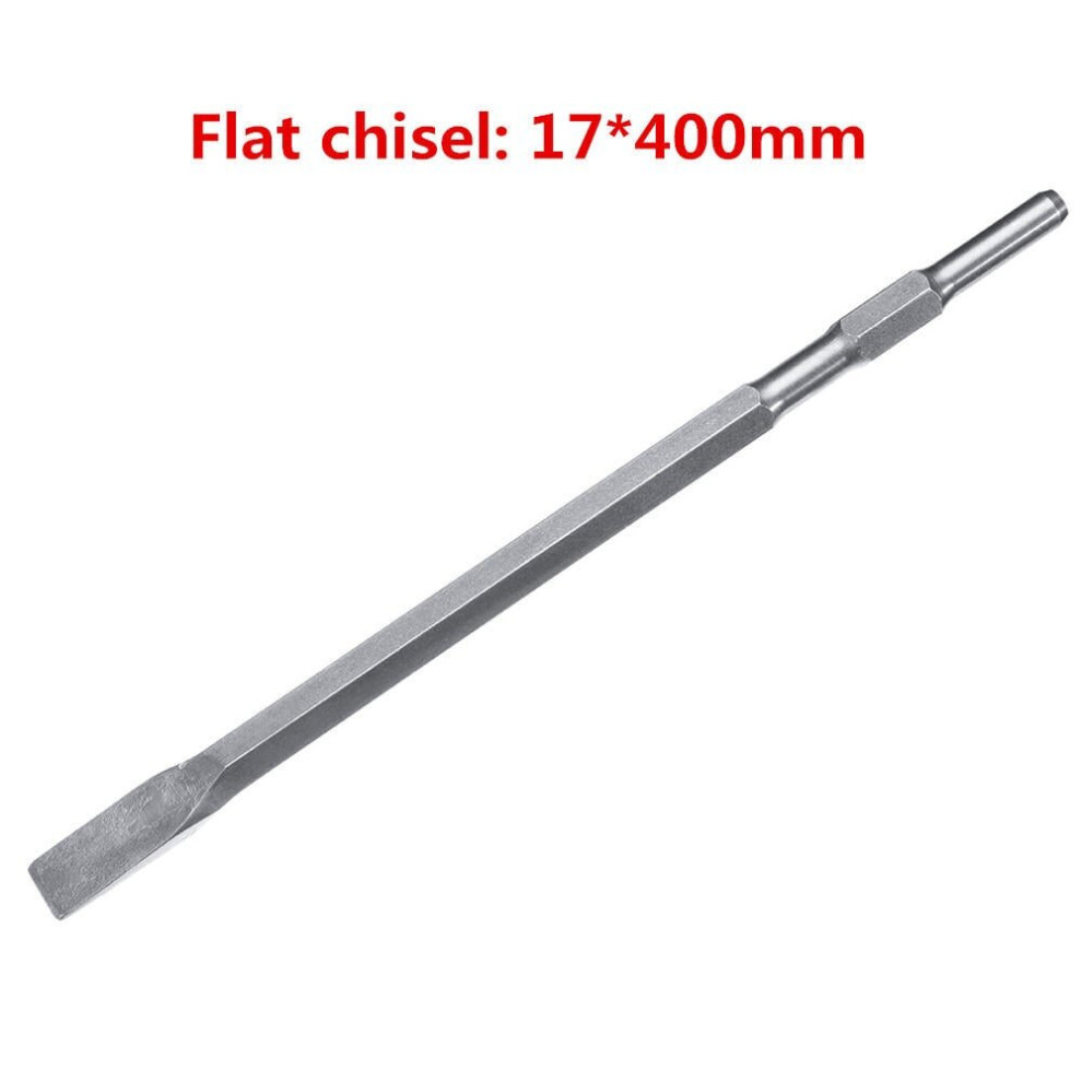 (Flat Chisel:17*400mm) 17mm SDS Plus Chisel Flat/Point/U Type For Electric Hammer Drill Jackhammer 0810/0840