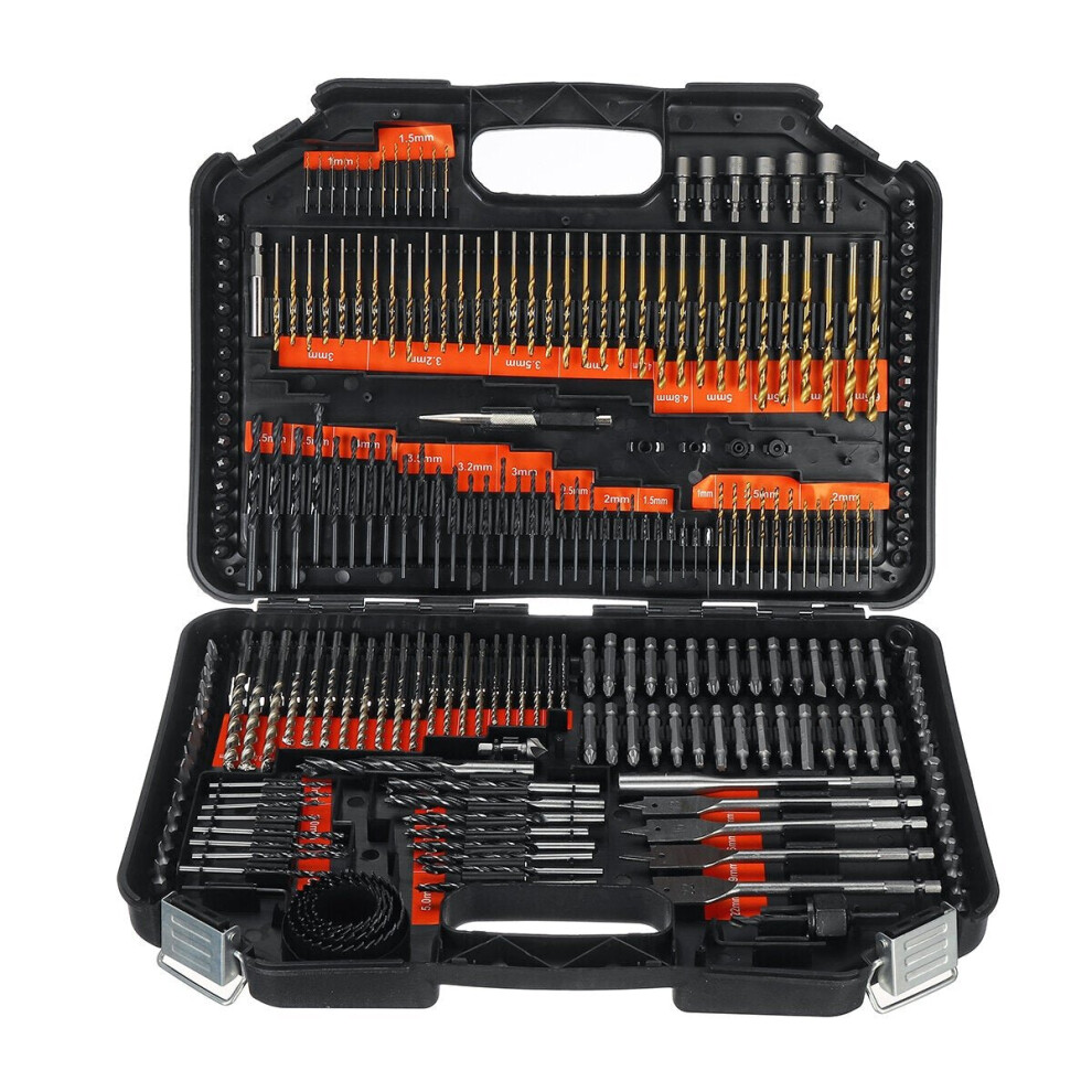 246Pcs HSS Drill Bit Set Screwdriver Bits In Storage Case DIY Wood Metal