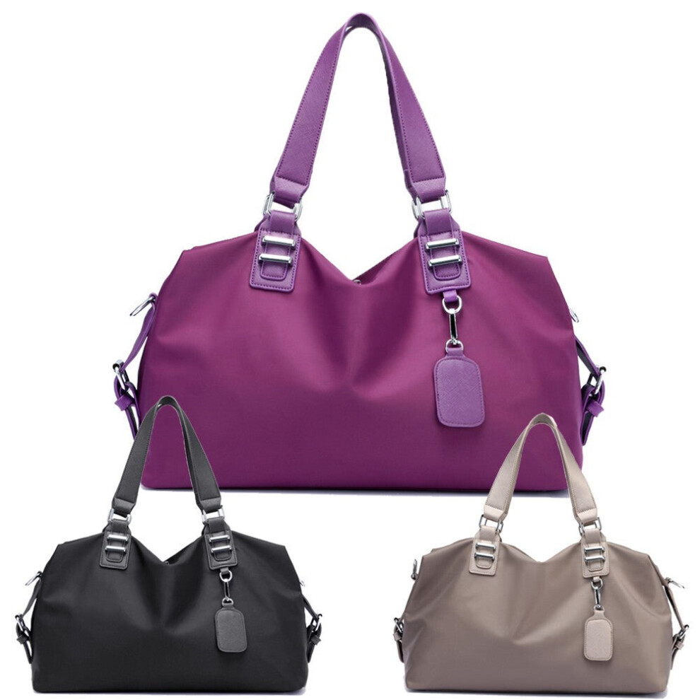 (Black) Women Handbag Nylon Waterproof Solid Large Capacity Multifunction Casual Outdoor Sports Tote