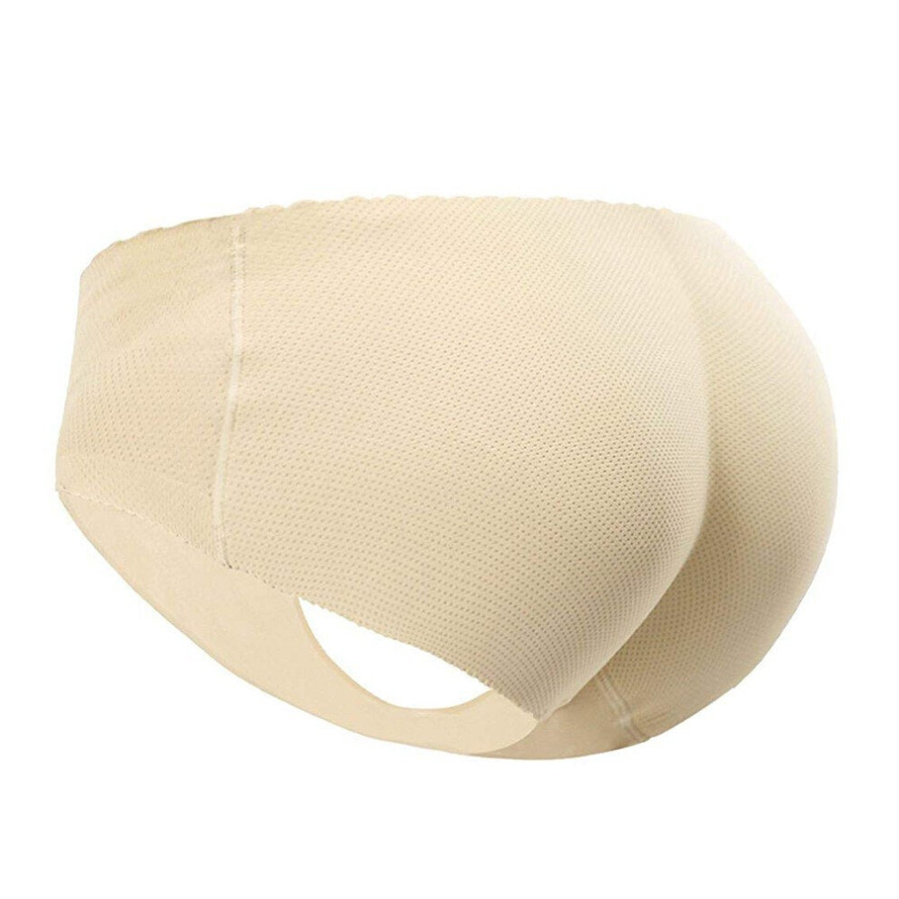 (khaki, M) Lady Padded Seamless Panties Butt Lifter Booty Enhancer Control Body Shaper Underwear