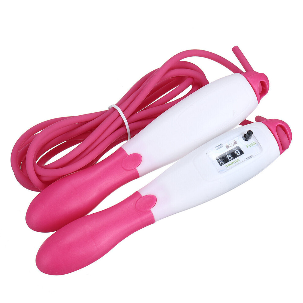 (Pink) 3m Rope Jumping LCD Count Jump Skipping Sports Gym Slimming Fitness Activity