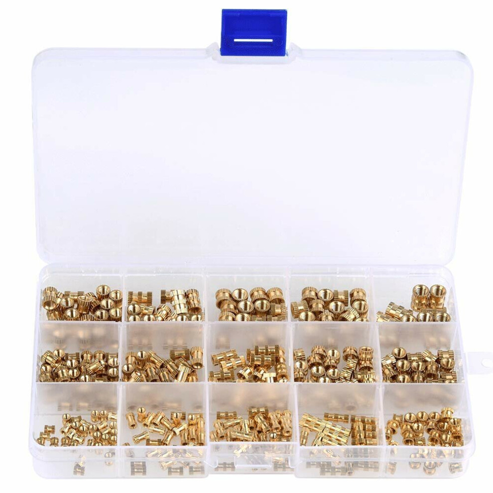 330Pcs M2 M3 M4 M5 Metric Female Thread Brass Knurled Nut Threaded Insert Embedment Nuts Assortment Kit