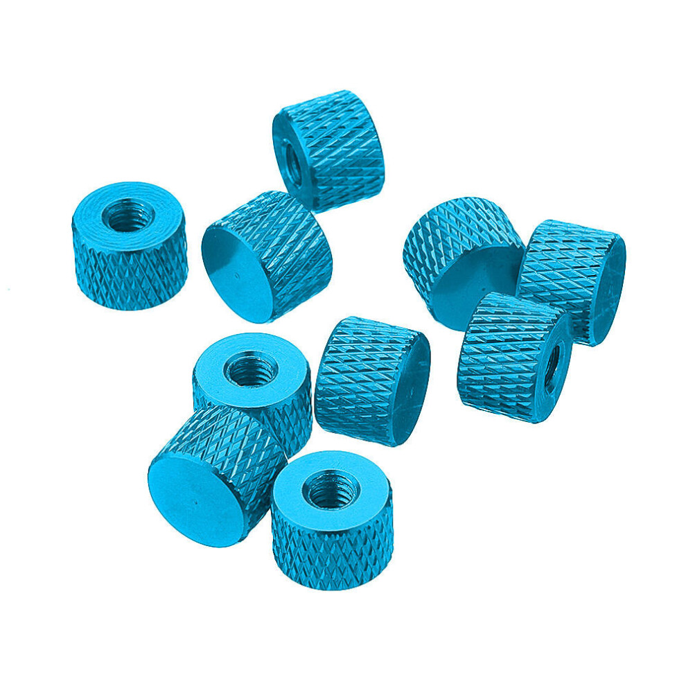 (Blue) M4AN5 10Pcs M4 Blind Hole Thread Aluminum Alloy Knurled Thumb Nut Hand-Tight Screw Nut Multi-Color