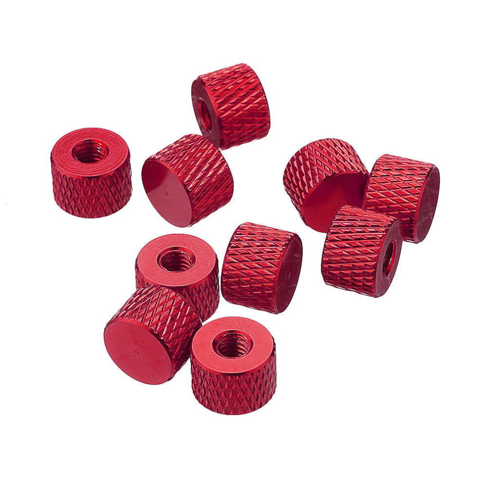 (Red) M4AN5 10Pcs M4 Blind Hole Thread Aluminum Alloy Knurled Thumb Nut Hand-Tight Screw Nut Multi-Color