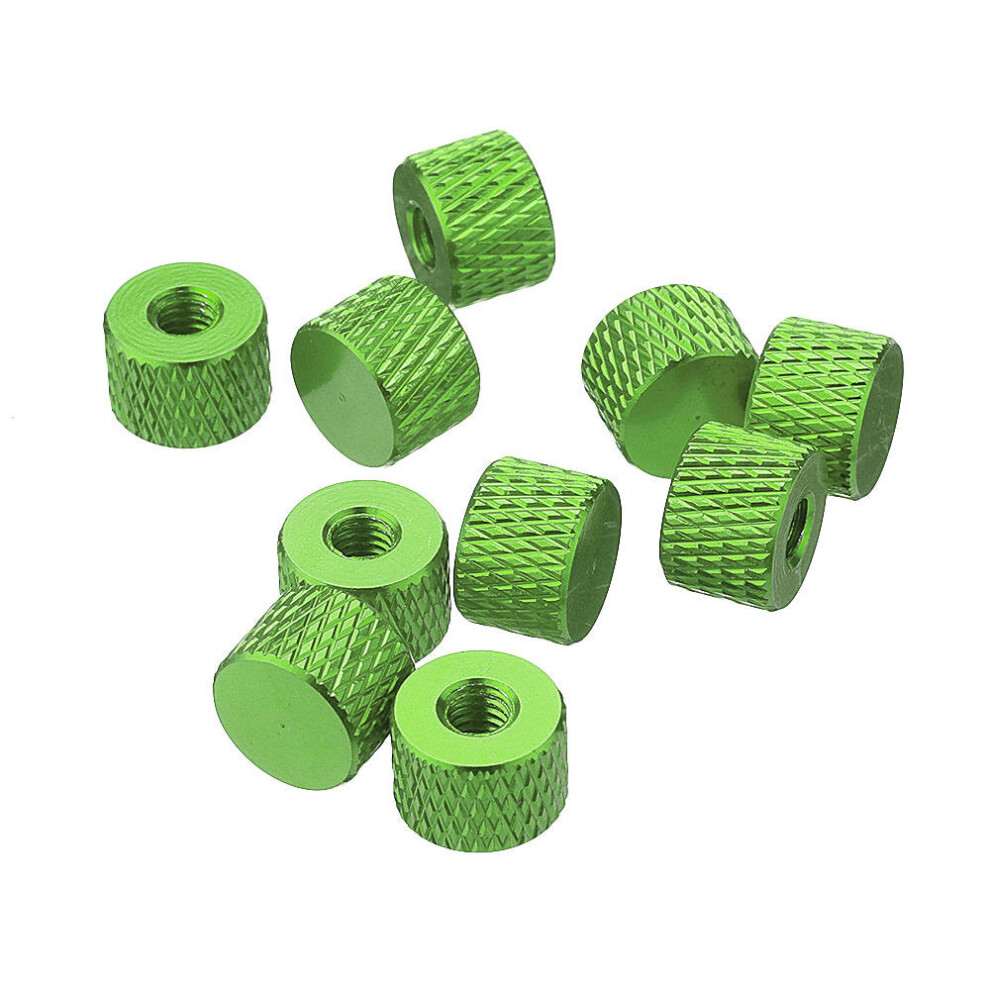 (Green) M4AN5 10Pcs M4 Blind Hole Thread Aluminum Alloy Knurled Thumb Nut Hand-Tight Screw Nut Multi-Color