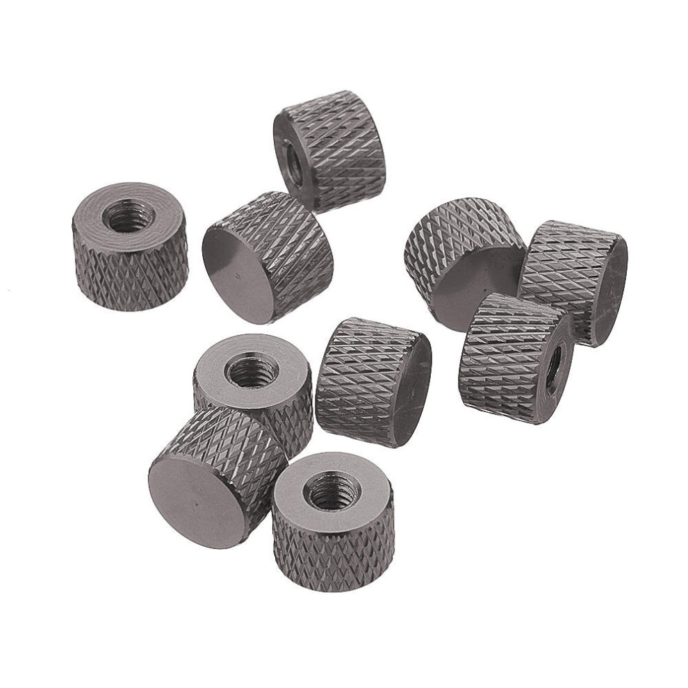 (Grey) M4AN5 10Pcs M4 Blind Hole Thread Aluminum Alloy Knurled Thumb Nut Hand-Tight Screw Nut Multi-Color