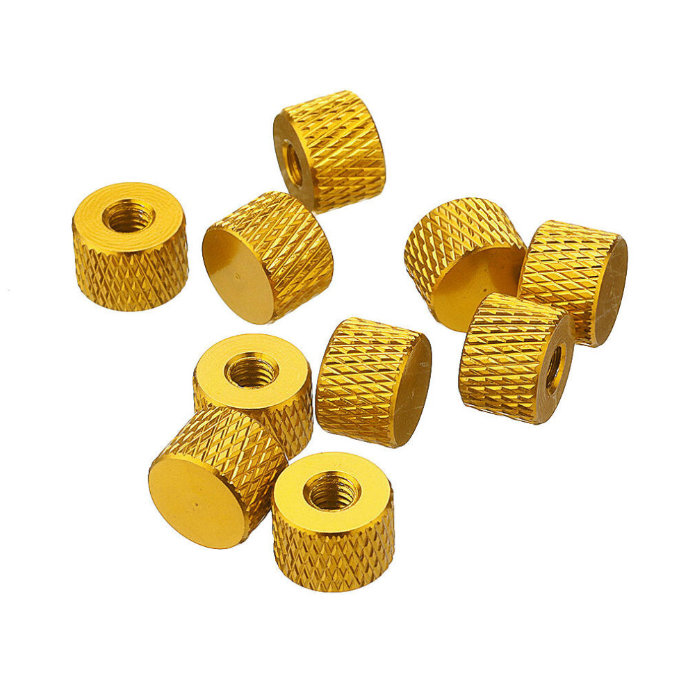 (Gold) M4AN5 10Pcs M4 Blind Hole Thread Aluminum Alloy Knurled Thumb Nut Hand-Tight Screw Nut Multi-Color