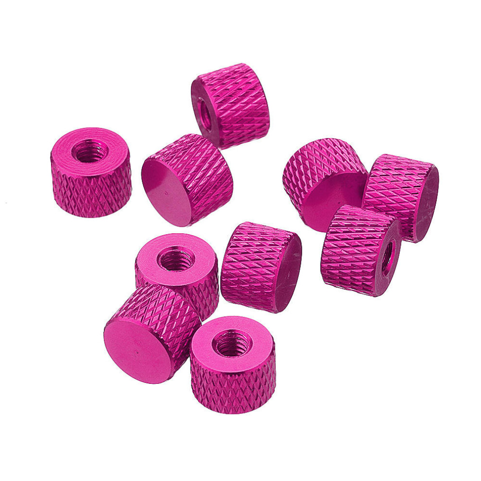 (Rose Gold) M4AN5 10Pcs M4 Blind Hole Thread Aluminum Alloy Knurled Thumb Nut Hand-Tight Screw Nut Multi-Color