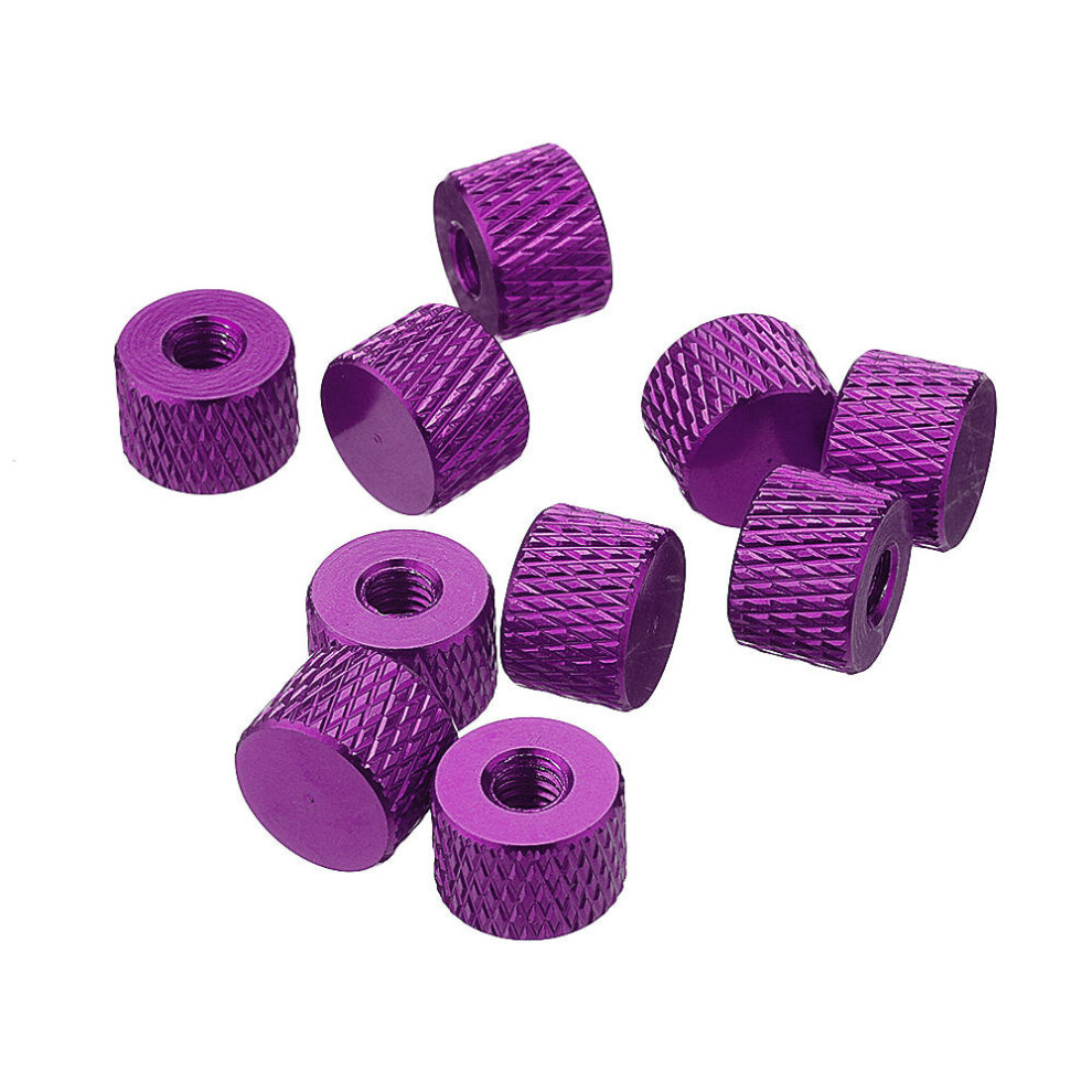 (Purple) M4AN5 10Pcs M4 Blind Hole Thread Aluminum Alloy Knurled Thumb Nut Hand-Tight Screw Nut Multi-Color