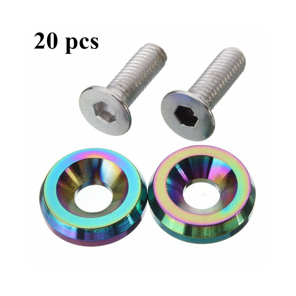 20PCS Billet Aluminum Fender Bumper Washer Engine Bay Dress Up Kit Neo Chrome-image-OPC-P9GP2BM-NEW