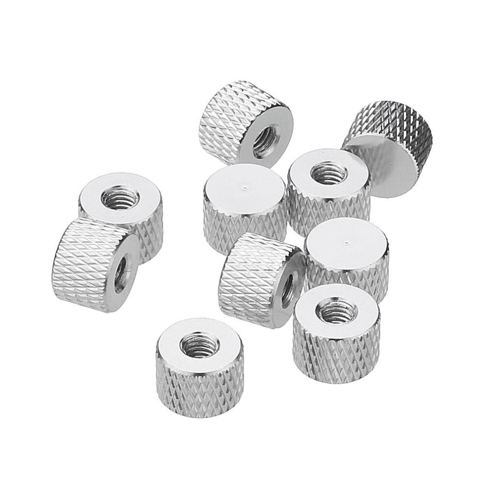 (Silver) M4AN5 10Pcs M4 Blind Hole Thread Aluminum Alloy Knurled Thumb Nut Hand-Tight Screw Nut Multi-Color