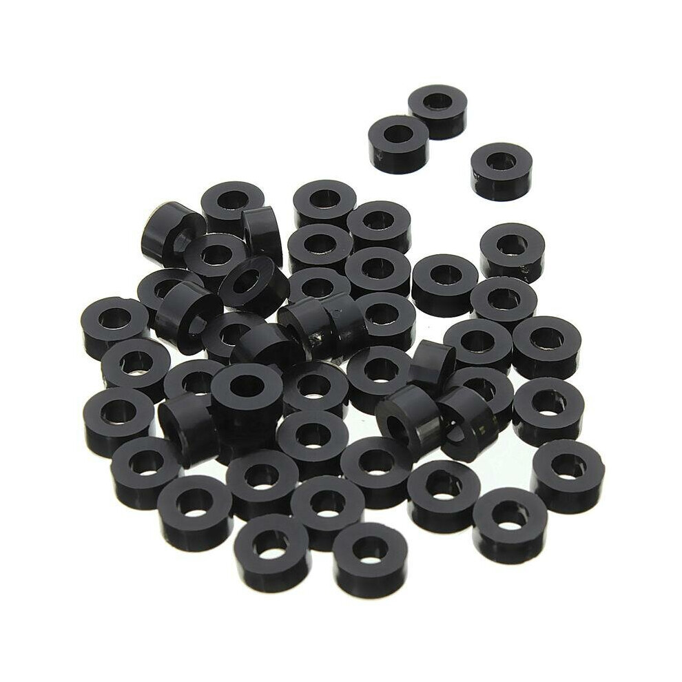 (12mm) 200Pcs Flat Nylon Washer Black Round Spacer Washer Standoff Fastener Hardware 7*4*L