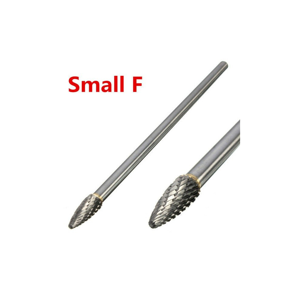 (Large F) Rotary Burr 1/4 Inch Shank 6 Inch Long Carbide Cutter CNC Engraving Bit For Dremel