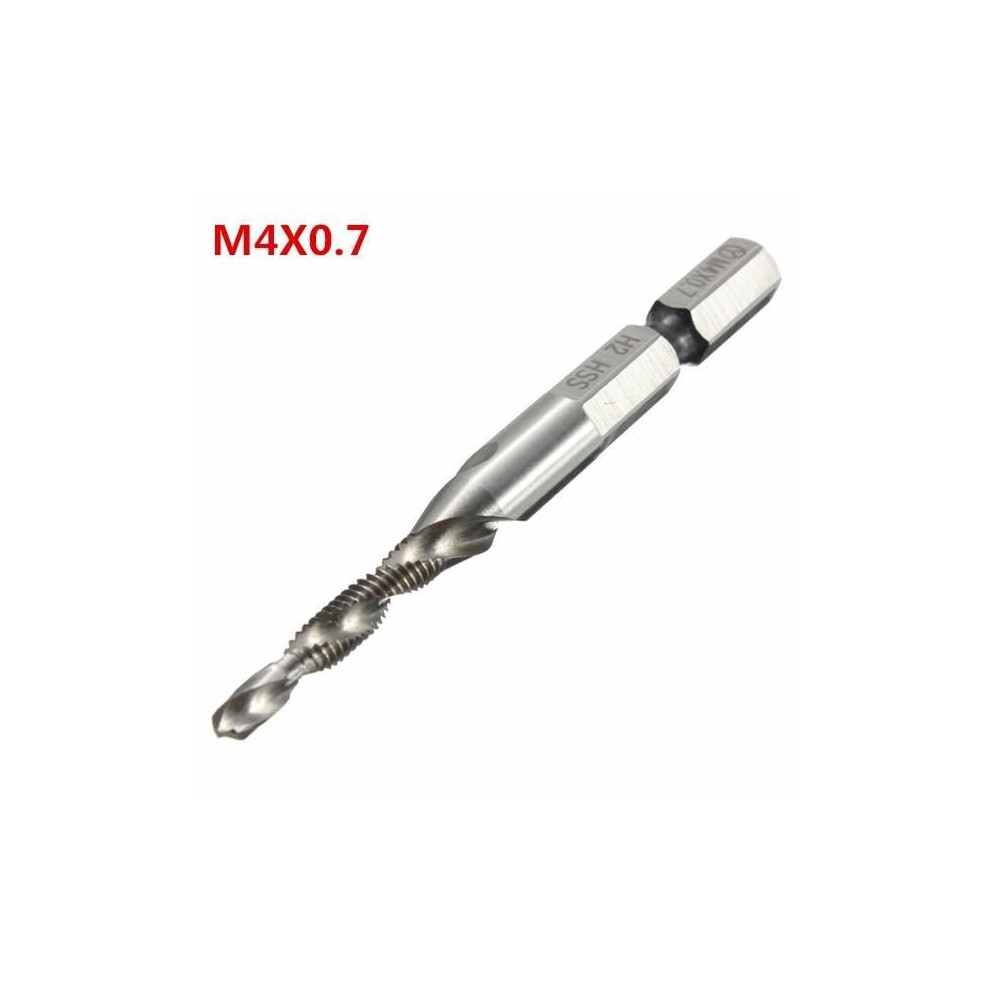 (M5x0.8) HSS 1/4 Inch Hex Shank Combination Metric Drill Tap Bit M3/M4/M5/M6/M8/M10