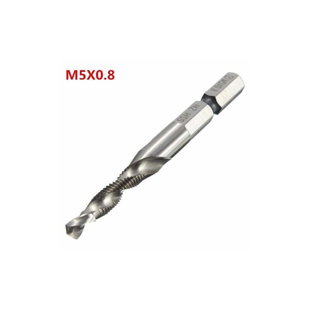 (M6x1) HSS 1/4 Inch Hex Shank Combination Metric Drill Tap Bit M3/M4/M5/M6/M8/M10