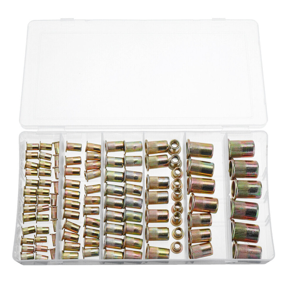 165PCS M3 M4 M5 M6 M8 M10 M12 Mixed Zinc Plated Carbon Steel Rivet Nut Insert Nuts Assortment Kit-image-OPC-P9GP2JJ-NEW