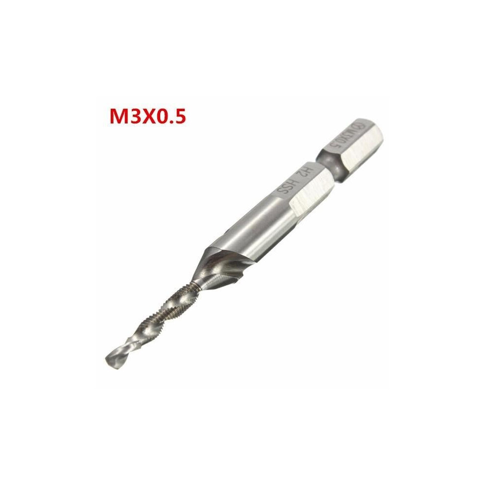 (M4x0.7) HSS 1/4 Inch Hex Shank Combination Metric Drill Tap Bit M3/M4/M5/M6/M8/M10