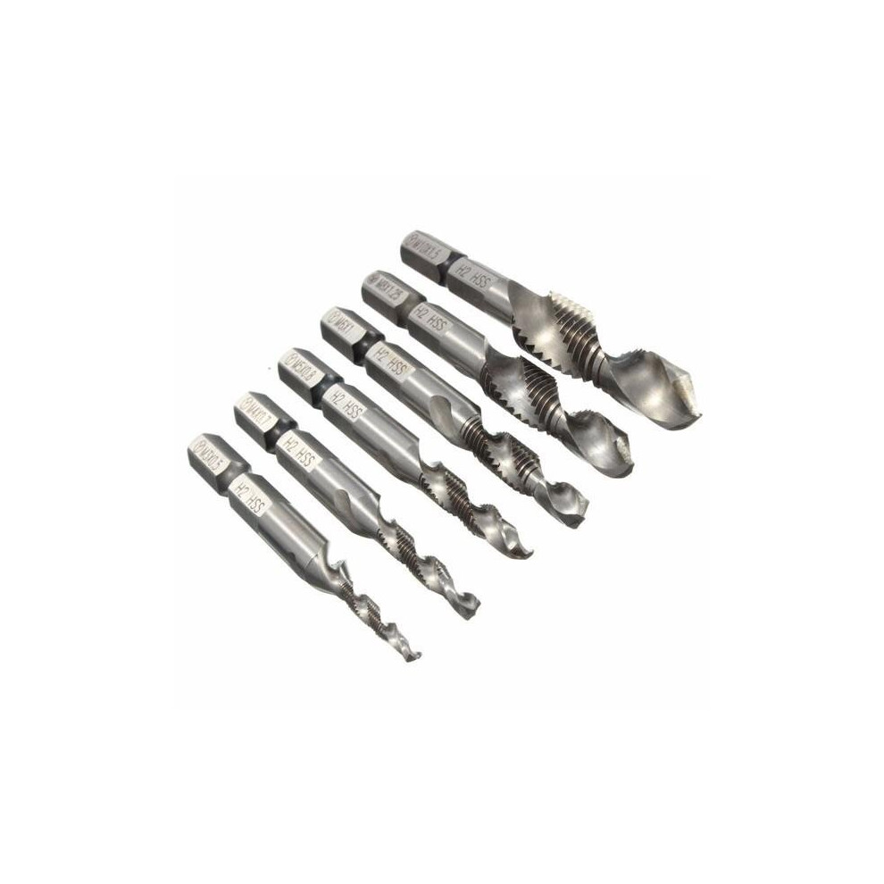 (M3x0.5) HSS 1/4 Inch Hex Shank Combination Metric Drill Tap Bit M3/M4/M5/M6/M8/M10