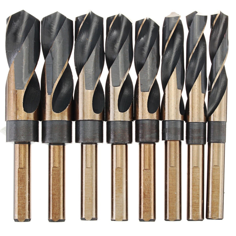 8pcs 1/2 Inch Round Shank HSS Twist Drill Bit Set