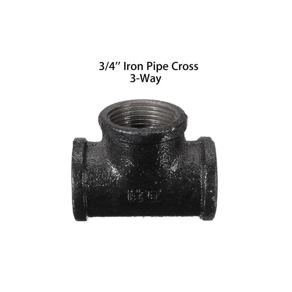 3/4 Inch 3-Way Malleable Iron Threaded Cross Pipe Plumbing Fitting Connector