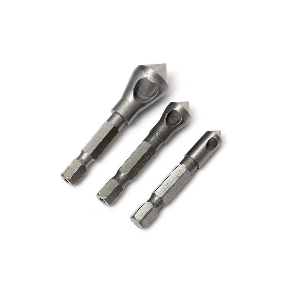 3pcs Countersink Deburring Drill Bits Chamferring Tapper Hole Cutter