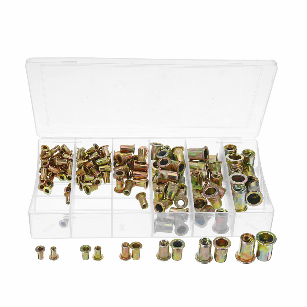 150Pcs Mixed Rivet Nut Tool Kits Zinc Threaded Inserts M3 M4 M5 M6 M8 M10 3654659460226