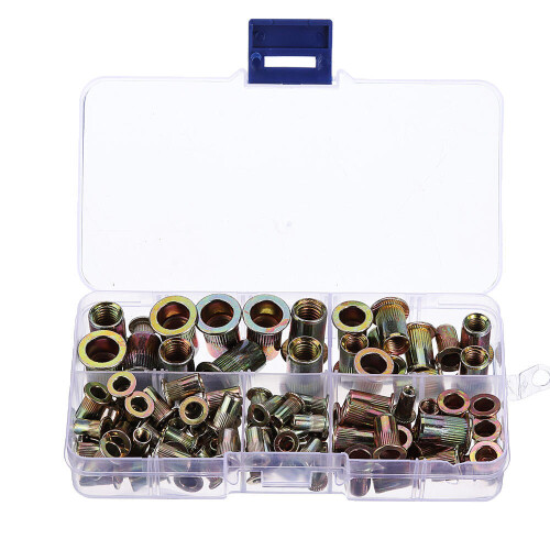 100Pcs M3/M4/M5/M6/M8 Zinc Plated Rivet Nut Threaded Countersunk Head Insert Nut Tool Kits 2