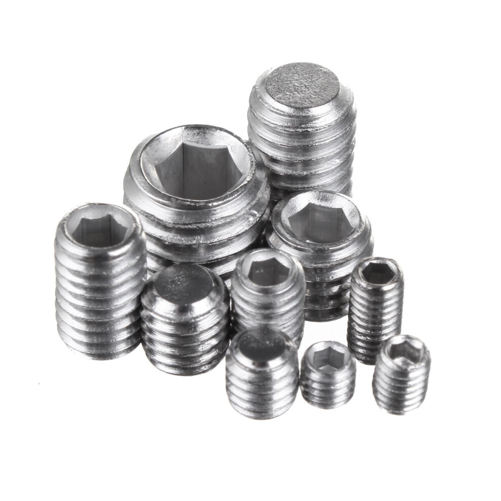 200Pcs Stainless Steel Set Grub Screw Allen Hex Socket Cup Point Assortment M3/M4/M5