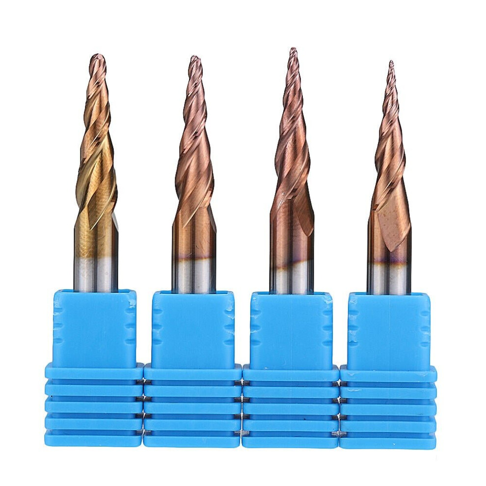 (R1*20*D6*50) R0.25/ R0.5/ R0.75/ R1.0 *20*D6*50 2 Flutes Taper Ball Nose End Mill HRC50 Milling Cutter